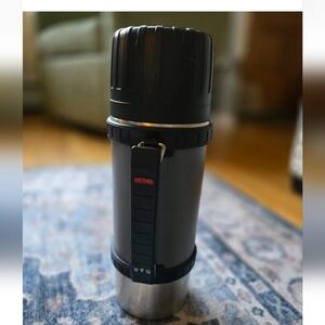 Vintage Thermos Solid Steel Compact Quart Unbreakable Vacuum Bottle made in USA